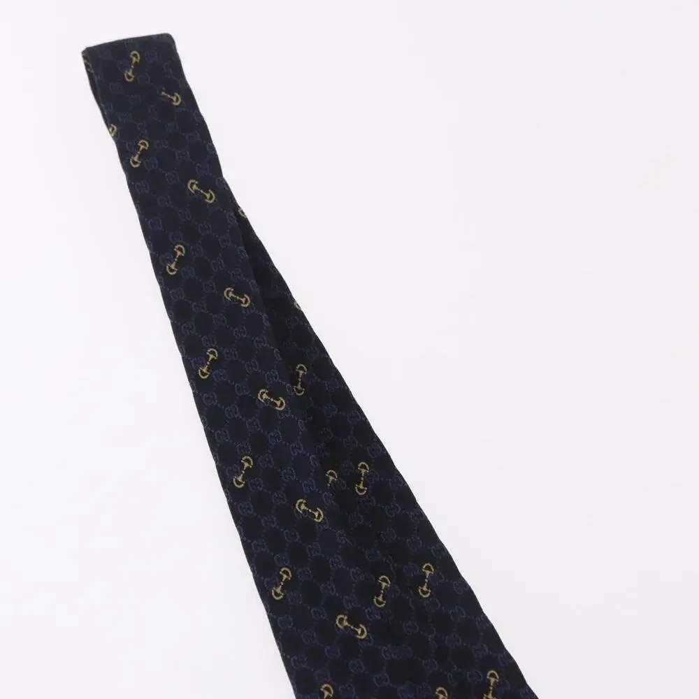 Gucci Horsebit Necktie Silk Jacquard Blue